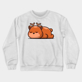 Cute deer sleeping cartoon illustration Crewneck Sweatshirt